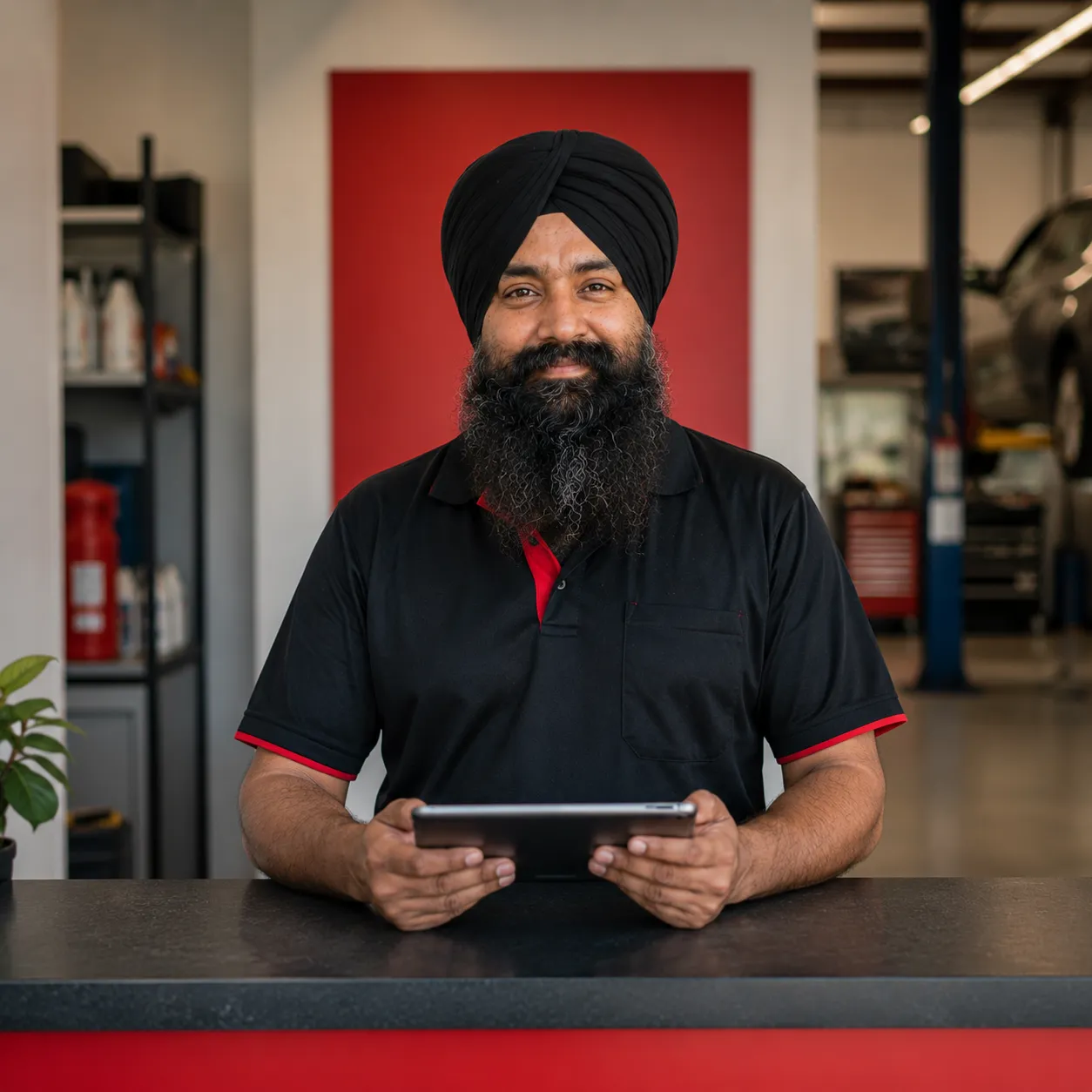 Mechanic taking a service booking at Singh Mechanic Workshop and Tyre in Beenleigh