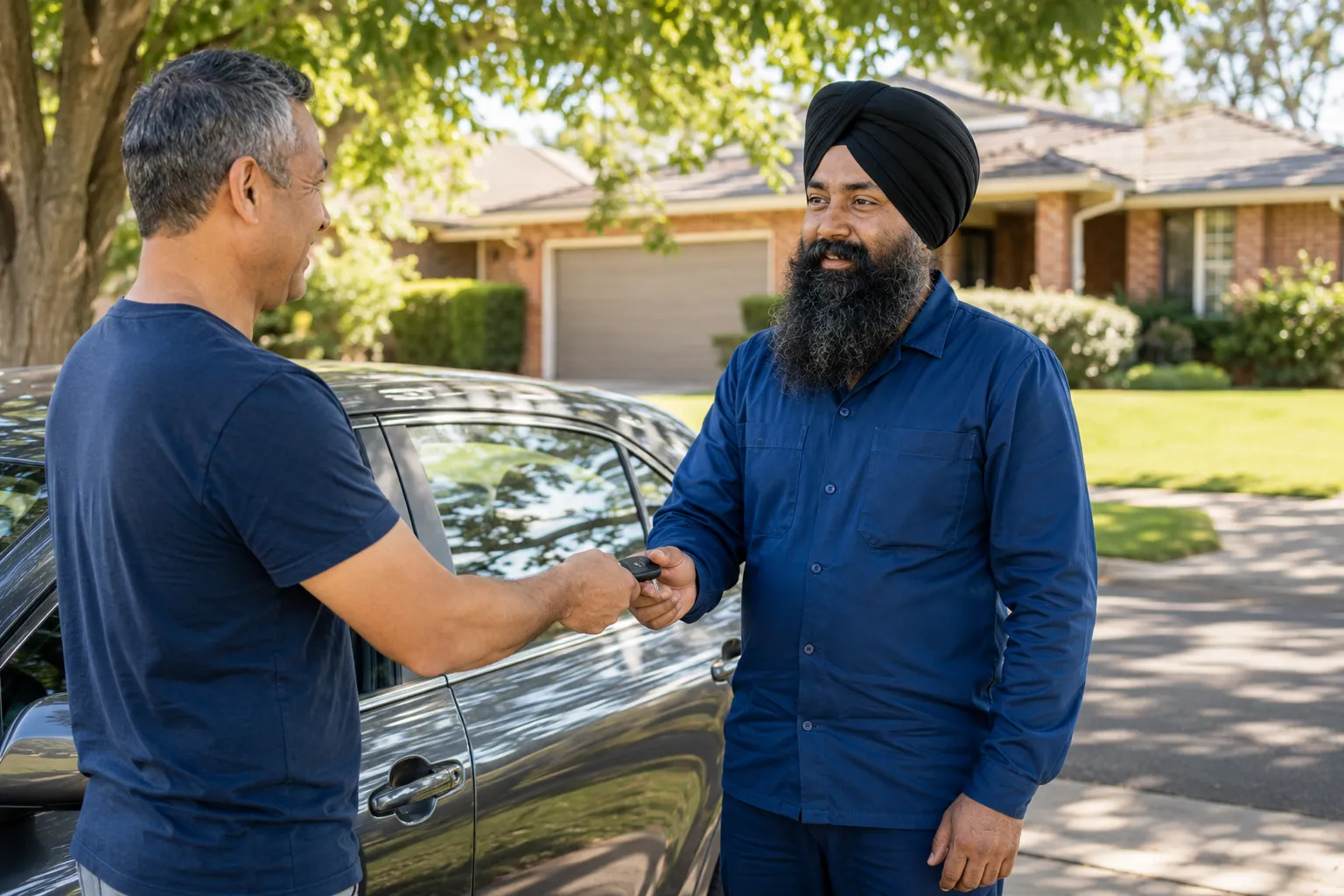 mechanic collecting a car for a logbook service in Beenleigh