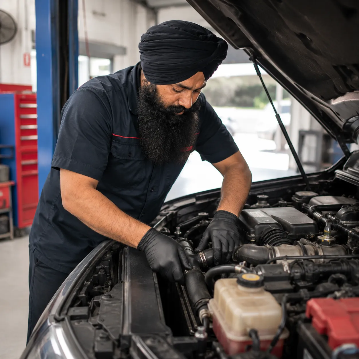 Mechanic working on a radiator and cooling system in Beenleigh