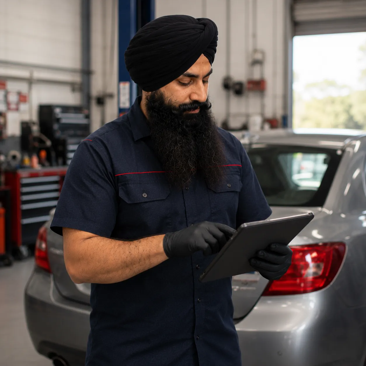 Mechanic lodging an electronic certificate of inspection in Beenleigh