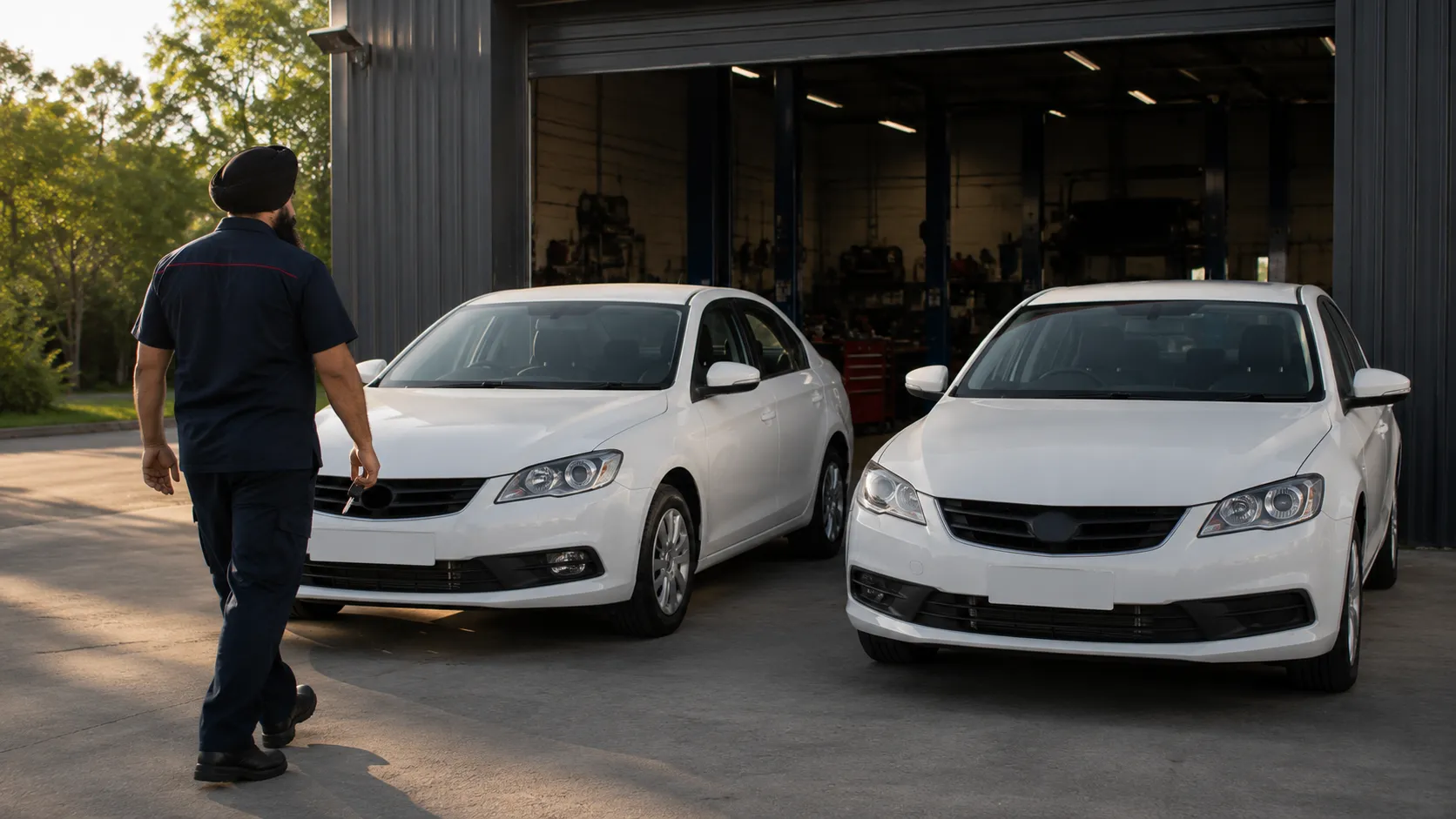 Fleet vehicles arriving for COI inspections at a Beenleigh workshop